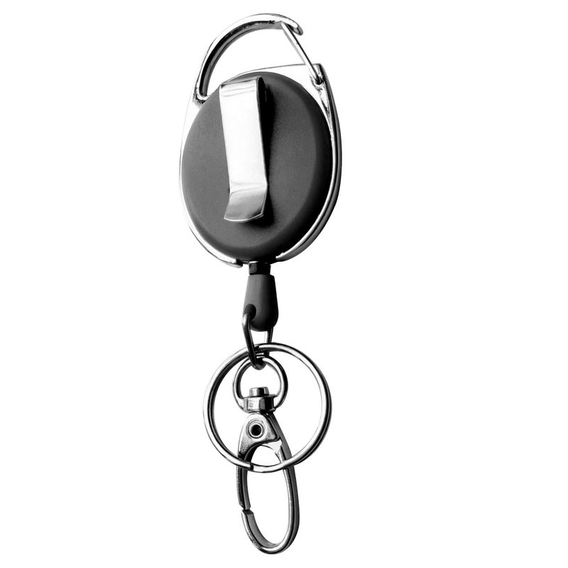 HoAoOo 2 Lanyards + 2 Retractable Badge Reel with Clip and Key Ring for ID Card Holders (Black) - Image 5